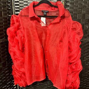 Ruched Puff Sleeve Blouse from Ashley Stewart - Size 22/24 NWT